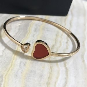 HAPPY DIAMONDS Double Heart Women's Bracelet Red 18K Rose Gold Colorless Diamond